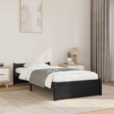 VidaXL Cadru de pat mic single, negru, 75x190 cm, lemn masiv
