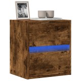 Cumpara ieftin Comodă TV de perete cu lumini LED, stejar fumuriu, 41x31x45 cm