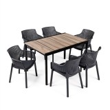 Set Mobilier Gradina Romen 6+1 Curver, Plastic, Frasin-Grafit, Masa 159x95cm, Scaune 79cm