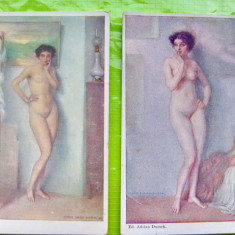 B763-2 Nuduri vechi carti postale interbelice E. A. Dussek Ungaria cca 1900.