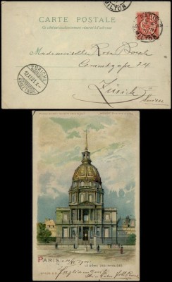 France 1900 Old postcard Postal stationery Lyon to Zurich Switzerland D.900 foto