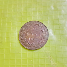 7838-Romania Carol 1 moneda 2 bani 1867-bronz stare buna, diam.2.2cm.