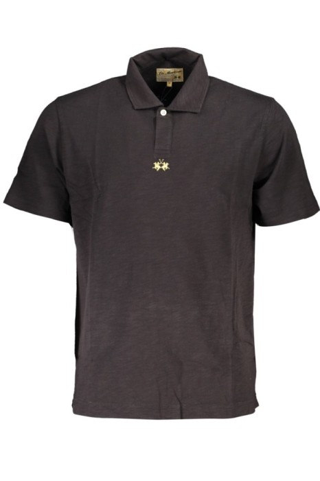 La Martina Tricou polo barbati, cu mini logo brodat pe centru, Regular Fit, Negru, S