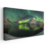 Tablou aurora boreala - Luminile Nordului in Norvegia Tablou canvas pe panza CU RAMA 60x120 cm