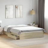 VidaXL Cadru de pat cu sertare stejar sonoma 140x200 cm lemn prelucrat