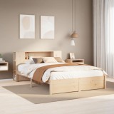 vidaXL Pat cu bibliotecă fără saltea, 140x200 cm, lemn masiv de pin 3322359