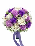 Buchet mare personalizabil cu trandafiri si cires (Mov, Alb), Eventissimi&reg;