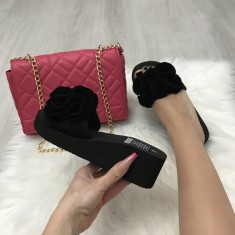 Papuci dama negri cu platforma marime 39+CADOU foto