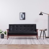 Cumpara ieftin Canapea cu 3 locuri, negru, piele ecologică
