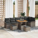 vidaXL Set de canapele pentru grădină 9 pcs Gri poliratan