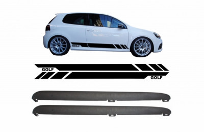 Praguri Laterale VW Golf VI Golf 6 (2008-2014) GTI Design cu Stickere Laterale Negre Performance AutoTuning foto