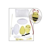 Set accesorii creatie albina fetru, 14cm, ac plastic, ata, lipici, vata sintetica, instructiuni