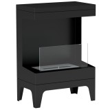 HOMCOM Șemineu pe Bioetanol cu Arzător 0,9L pentru Durată 3,3 Ore, Bioșemineu din Oțel și Sticlă, 38x22x54 cm, Negru | Aosom Romania