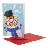 Felicitare de Craciun cu Om de Zapada 3D, 12x17cm, cu Plic Rosu, CMCLASS