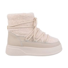 Botine cu blana decorativa, Crem - 36