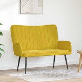 vidaXL Canapea cu două locuri Galben 115 x 61 x 87 cm Catifea 42028966