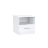 Noptiera Miami Alb 40x40 cm, 1 Sertar &amp; Raft. Noptiera moderna dormitor, dimensiuni compacte. Depozitare perfecta langa pat!
