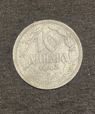 Moneda 10 dinari 1943 Iugoslavia foto