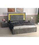 Pat Tapitat Ianis Gri+ Saltea Lux Ortopedica + Noptiere Tapitate 160x200cm
