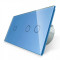 Intrerupator simplu + dublu cu touch Livolo din sticla albastru, VL-C701/C702-19