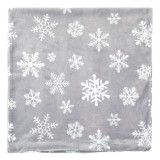 Față de Pernă Decorativă Crăciun, Gri cu Fulgi Albi, 45x45 cm, Poliester