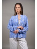 BLUZA TIP TUNICA SCURTA CU BRODERIE ALTOFONTE TALIE UNICA Albastru