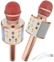 Microfon Karaoke Wireless, Cu Difuzor Incorporat, Port USB, Portocaliu