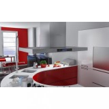 Hotă tip insulă vidaXL, Afișaj LCD, 90cm, 750 m&sup3;/h, Inox Argintiu + Filtre Incluse