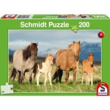 Puzzle 200 piese, Familie de cai, Schimdt