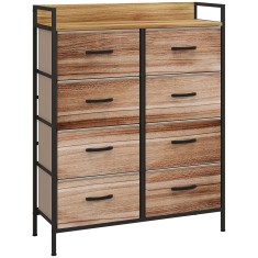 HOMCOM Comodă de depozitare 8 sertare din material textil detașabile, poliță superioară și cadru din oțel 79L x 29l x 101H cm | Aosom Romania