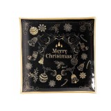 Cumpara ieftin Platou Craciun din sticla neagra aurie 25x25 cm