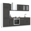 Set dulap de bucătărie 8 piese &bdquo;Kalmar&rdquo; lemn negru prelucrat