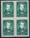AUSTRIA 1951 - ANIVERSARARE , COMPOZITORI , J. LANNER , BLOC DE 4 NESTAMPILAT