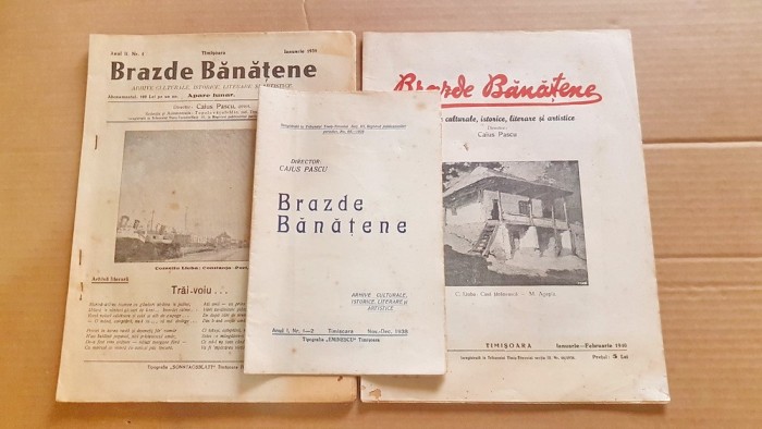 E445A-8 REVISTE vechi BRAZDE BANATENE. Respectiv 1939- TOT ANUL, 1938-1 bucata si 1940-1 bucata. PRET PE INTREGUL LOT.