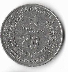 Moneda 20 ariary 1978, FAO - Madagascar foto