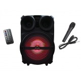 Boxa portabila elSales ELS-K8 cu Bluetooth , USB , card , telecomanda , microfon , lumina LED , negru, Portabil