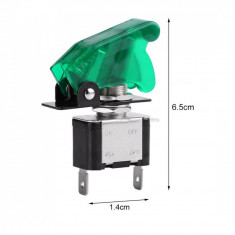 Comutator / Intrerupator metalic auto - ON si OFF, capac plastic verde foto