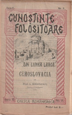 I. SIMIONESCU - CEHOSLOVACIA ( LOCURI - LUCRURI - OAMENI ) ( 1922 ) foto
