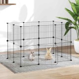 vidaXL Cușcă animale de companie cu ușă 20 panouri negru 35x35 cm oțel 3114043