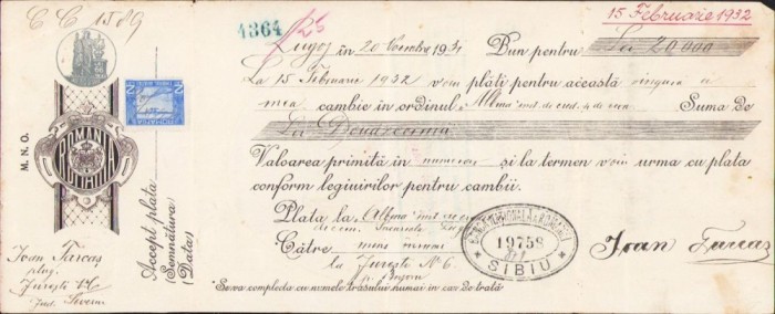 A927 Cambie, 1934, Lugoj, ștampilă B.N.R.