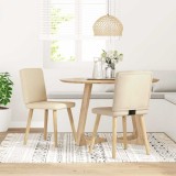 VidaXL Scaune de bucătărie, 2 buc., crem, material textil