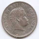 Portugalia 500 Reis 1899 - Carol I, Argint 12.5g/917, 30,59 mm, KM-535