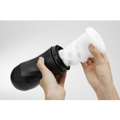 Air-Tech Twist Ripple - Masturbator negru, 15.6 cm