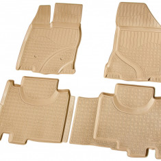 Set de 4 covorase bej cauciuc 3D stil tavita premium pentru Ford Edge II din 2015