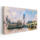 Tablou acuarela turnul Big Ben Londra 1851 Tablou canvas pe panza CU RAMA 30x60 cm