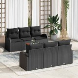 VidaXL Set de canapea grădină 7 pcs Negru mare Poliratan &amp; Oţel
