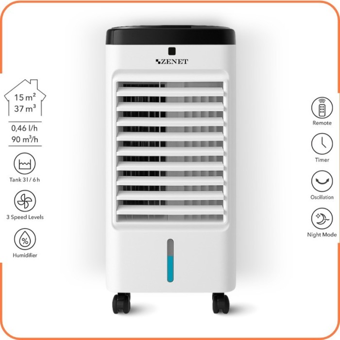 Ventilator cu racitor si purificator de aer mobil ZENET ZET-483.1 Mini aparat de aer conditionat portabil 4 in 1