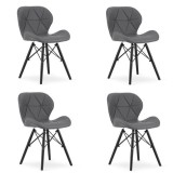 Set 4 scaune stil scandinav, Artool, Lago, piele ecologica, lemn, gri si negru, 47.5x36x74 cm GartenVIP DiyLine