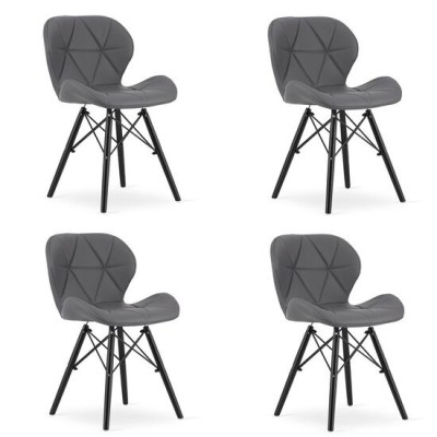 Set 4 scaune stil scandinav, Artool, Lago, piele ecologica, lemn, gri si negru, 47.5x36x74 cm GartenVIP DiyLine foto