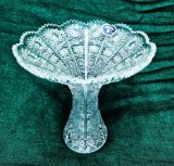 Vtg Vaza Cristal BOHEMIA taiat manual anii &#039; 70 Lead Crystal 21 cm Queen Lace